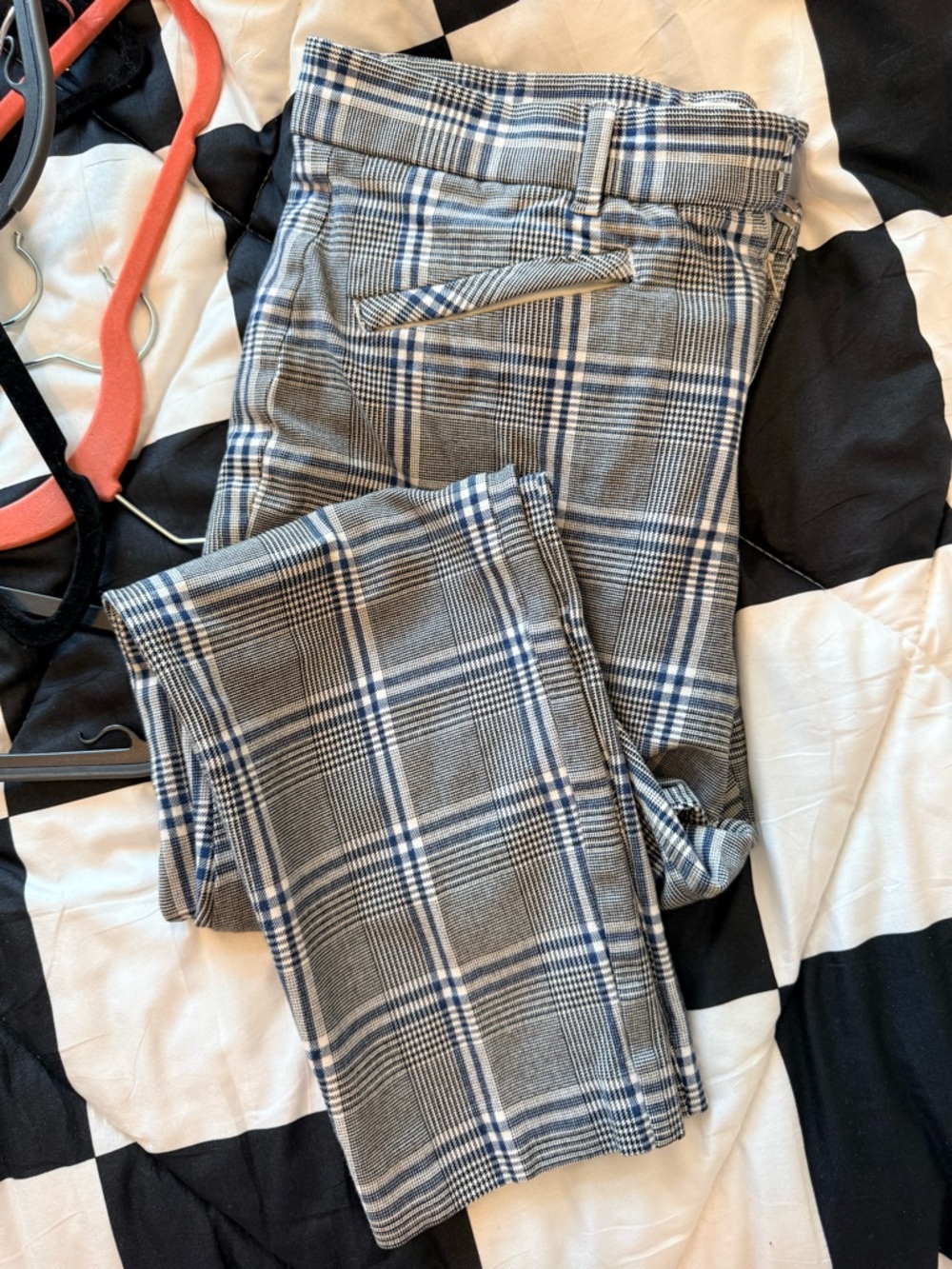 GAP Women's Gray and Blue Plaid Skinny Pants